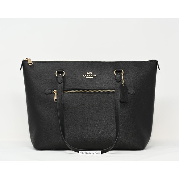COACH GALLERY TOTE Black Crossgrain Leather Gold Hardware F79608 NWT $350 - Picture 1 of 12